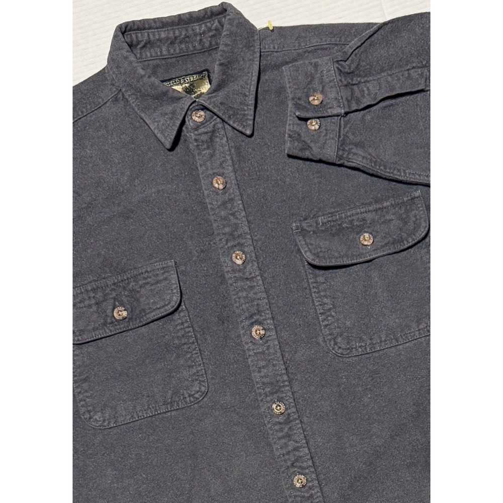 FIELD & STREAM - Men's Vintage Gray Heavyweight Thick Flannel Shirt - Size Large